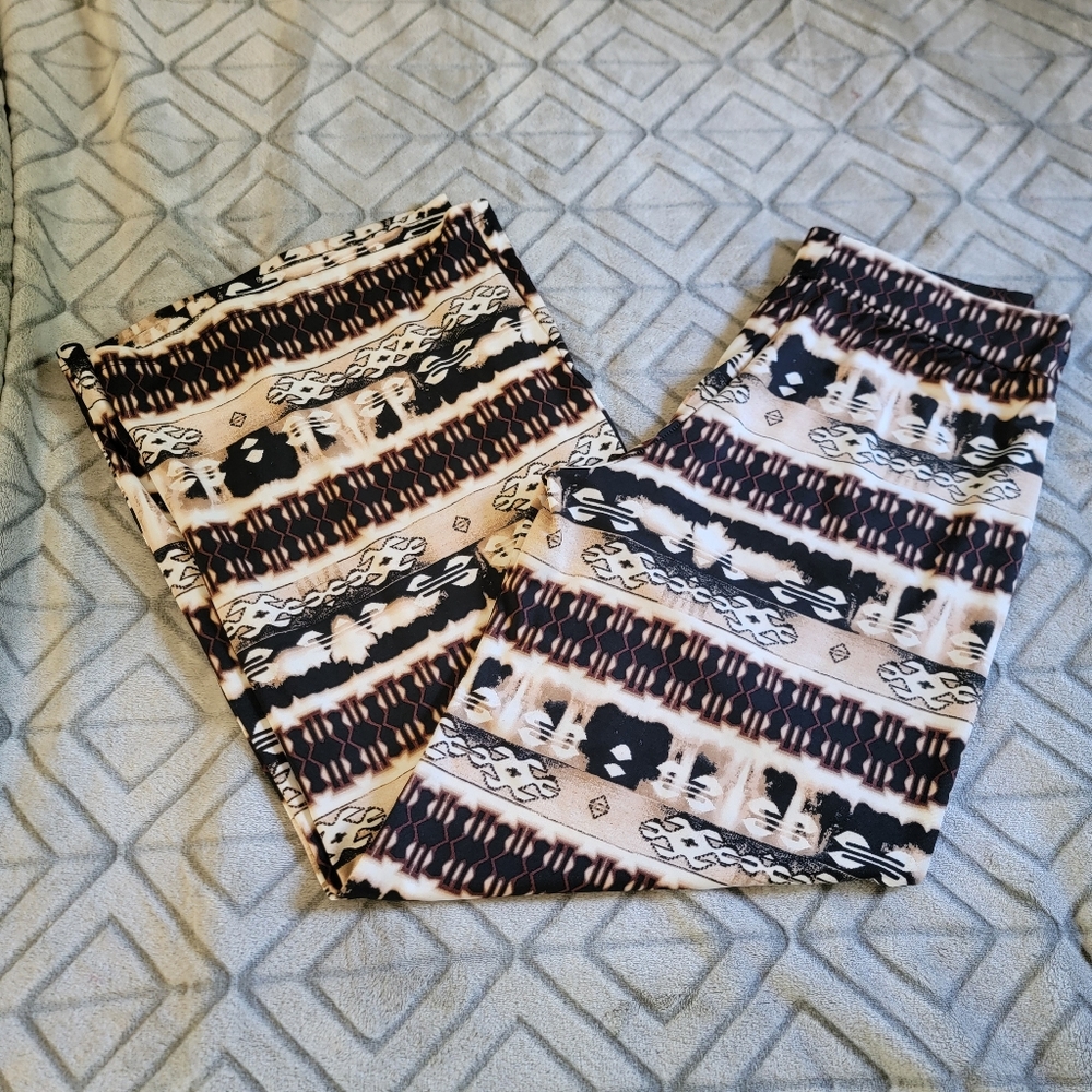 Vintage Dynamite Pull On Southwest Print Neutral Wide Leg Pants Size L